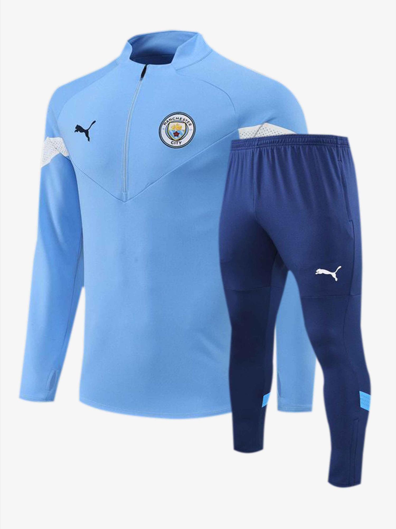 Manchester City Light Blue Jacket And Navy Blue Trackpants 22-23