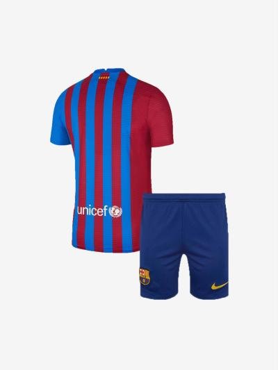 Kids-Barcelona-Home-Football-Jersey-And-Shorts-21-22-Season-Back