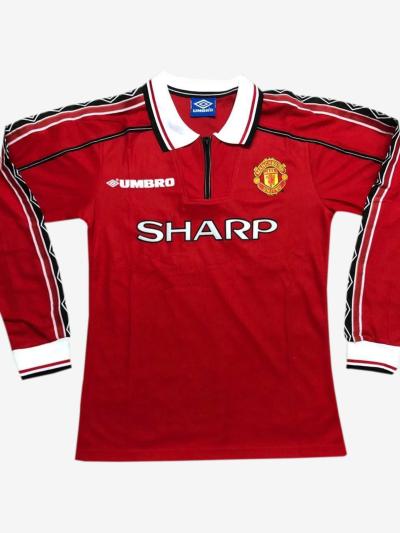 Manchester United Home Long Sleeves Champions League Retro Jersey 98-99 Season
