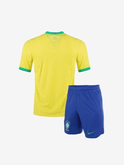 Kids-Brazil-Home-Football-Jersey-And-Shorts-22-23-Season-Back