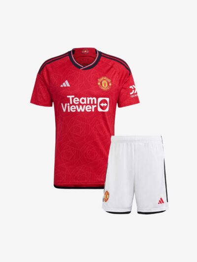 Kids-Manchester-United-Home-Jersey-And-Shorts-23-24-Season-Premium-Front