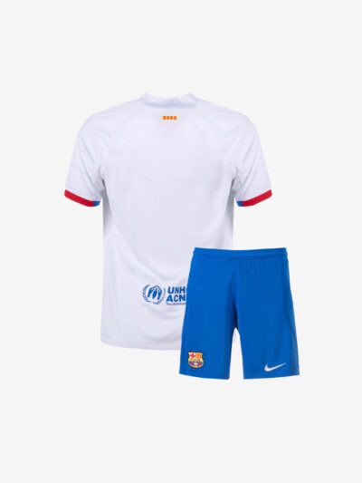 Kids-Barcelona-Away-Jersey-And-Shorts-23-24-Season-Premium-Back