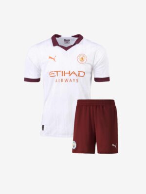 Kids-Manchester-City-Away-Jersey-And-Shorts-23-24-Season-Front