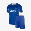 Kids-Chlesea-Home-Jersey-And-Shorts-23-24-Season-Premium-Infinite-Athlete-Logo-Front