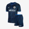 Kids-Chlesea-Away-Jersey-And-Shorts-23-24-Season-Premium-Front-Infinite-Athlete-Logo