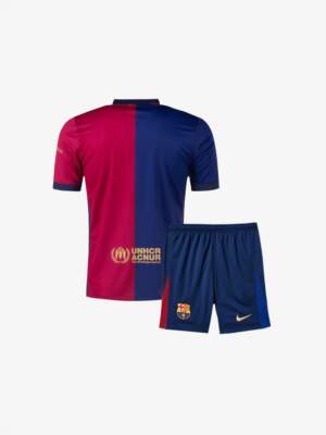 Kids-Barcelona-Home-Jersey-And-Shorts-24-25-Season-Back