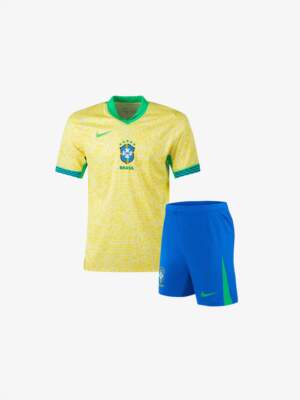 Kids-Brazil-Home-Jersey-And-Shorts-24-25-Season