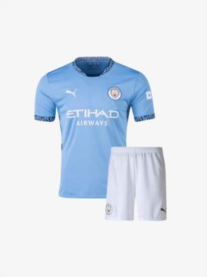 Kids-Manchester-City-Home-Jersey-And-Shorts-24-25-Season