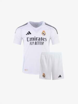 Kids-Real-Madrid-Home-Jersey-And-Shorts-24-25-Season