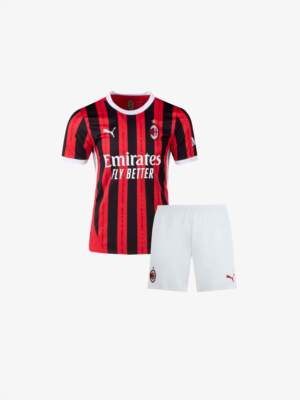 Kids-AC-Milan-Home-Jersey-And-Shorts-24-25-Season