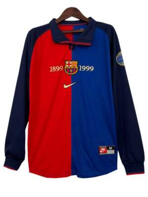 Barcelona-Home-1999-2000-Season-Retro-Jersey-Long-Sleeves