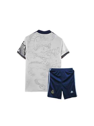Kids-Real-Madrid-Dragon-Edition-White-Jersey-And-Shorts-23-24-Season-Premium-Back