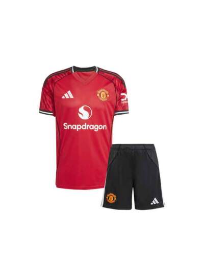 Kids-Manchester-United-Home-Jersey-And-Shorts-25-26-Season