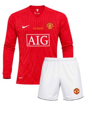 Manchester-United-Home-Long-Sleeves-Retro-Jersey-And-Shorts-2007-08-Season